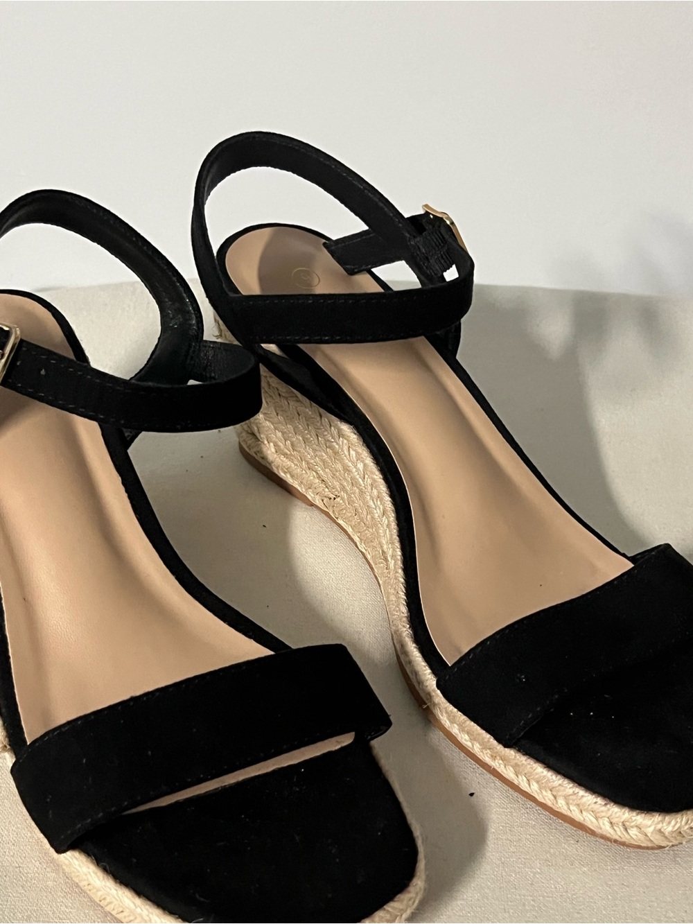 Black Espadrille Wedge Sandals